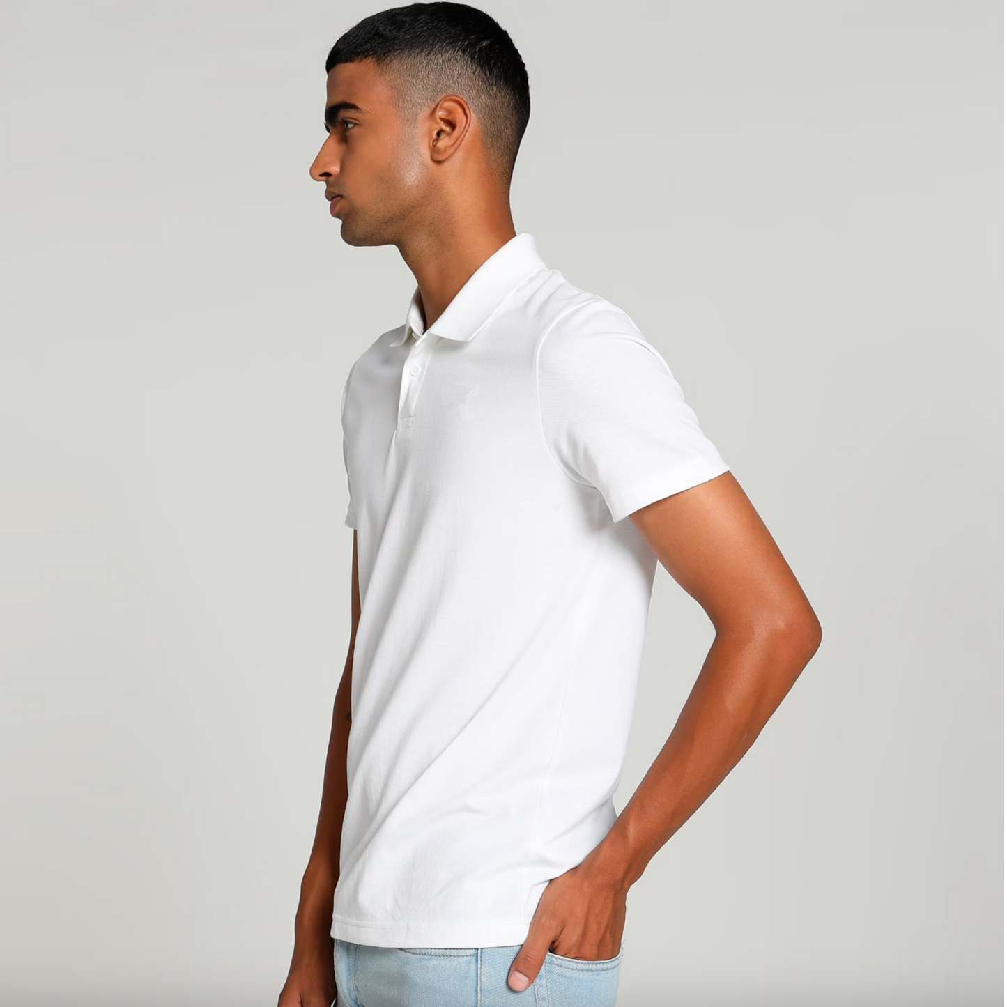 White Solid Polo T-shirt