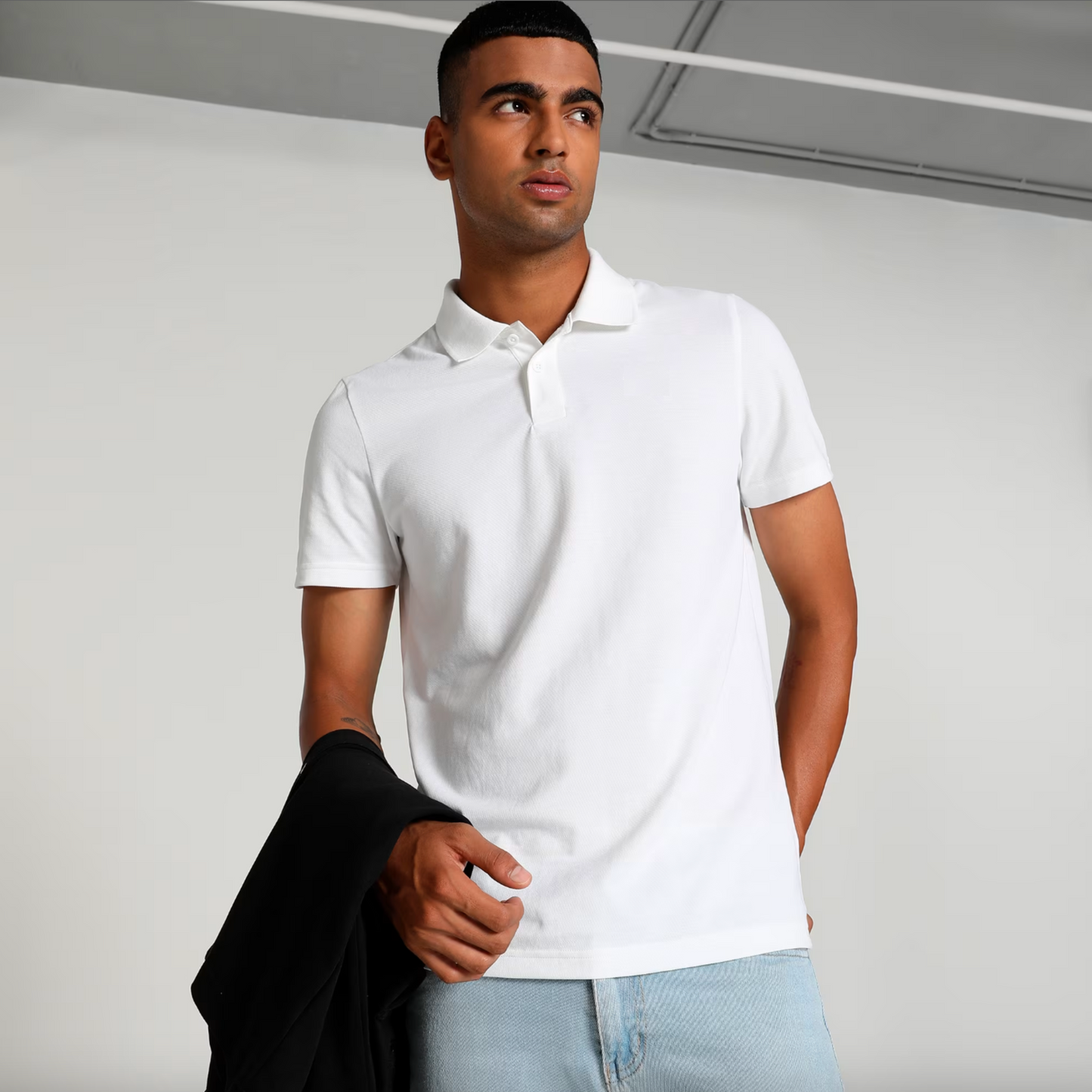 White Solid Polo T-shirt