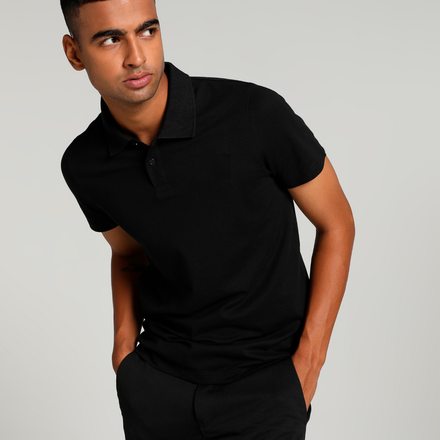 Black Solid Polo T-shirt