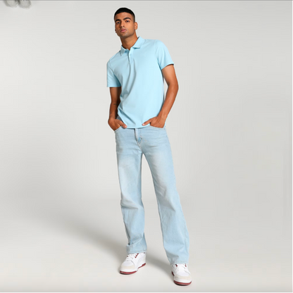 Sky Blue Solid Polo T-shirt