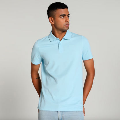 Sky Blue Solid Polo T-shirt