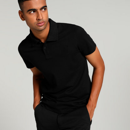 Black Solid Polo T-shirt