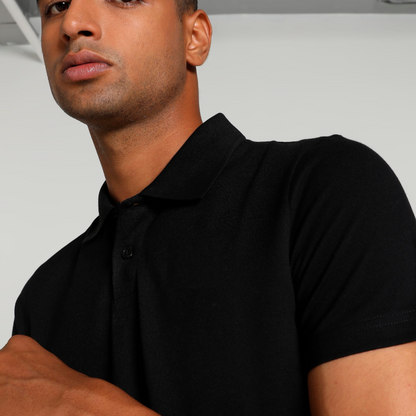 Black Solid Polo T-shirt